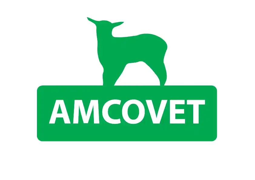 Amcovet new logo with Slogan White